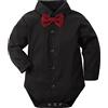 mintgreen Body Neonato Matrimonio Bambino Camicia Gentiluomo Papillon, Nero, 9-12 Mesi, 80