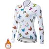 YIBIMOTTO Maglia da ciclismo a maniche lunghe da donna, in pile termico invernale, per mountain bike e corsa, con tasche