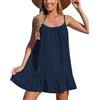 crazy bean Abito Estivo Donna Senza Maniche Copricostume da Spiaggia Traspirante Donna Abito Mare Casual con Spalline Sottili Traforate Blu Navy