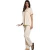 LORMAR Pigiama Donna Viscosa Manica Corta con Pantalone Lungo, Girocollo, Colore Champagne, 4060