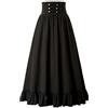 Generic Gonna vittoriana da Donna Gonna Lunga Gotica Steampunk Vita Alta Orlo Arricciato Corsetto a Trapezio Gonne Casual a Pieghe Vintage Lady-Nero-M