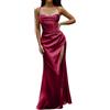 Generisch Abito estivo da donna, abito da cocktail, corsetto sexy, maxi abito in seta, con push up e fischietto increspato, da sera, da donna, estivo, elegante, stretto con spacco