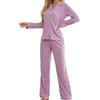 Generico Pigiama Donna Lungo Cotone Pigiama Con Bottoni Caldo Manica Lunga Pigiami 2 Pezzi Aperto Davanti Invernale Set Pigiama Leggero Comodo Morbido Camicia Da Notte Taglie Forti Comodo Casual Per La Casa