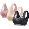 Cocila Reggiseno Senza Ferretto Spalla Larga 3 Pz Reggiseni Donna Push Up a V Supporto Leggero Bralette Pizzo in Microfibra Top Intimo Senza Cuciture Comodo Bra L