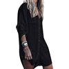 TBSCWYF Camicia Lunga Donna Vestito Colletto in Piedi Abito in Camicie Forti A Manica Elegante Tinta Unita Casual Copricostume Mare da Donna Stampato Bikini Cover Up