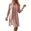 Generic Abito da Sera Lungo in Pizzo per Donna - Nero - Elegante per Matrimonio - Abito Speciale per Invitate di Matrimonio - Moderno - 2 Pezzi, Rosa, M
