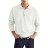Generic Felpe da uomo con colletto rialzato e bottoni, polo da uomo in velluto a maniche lunghe, top moda casual tinta unita, felpa autunno inverno, camicia da golf per uomo, bianco, L