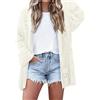SECRETEYARD Cardigan da Donna all'Uncinetto, Estivo, Bohémien, a Maniche Lunghe, Leggero, Morbido, Oversize, Aperto sul Davanti, Top Lavorato a Maglia, Bianco Panna., Small