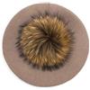 Brillabenny Basco Berretto Donna Lana Cashmere PON PON Pelliccia Vera Cappello Cuffia Donna Hat cap Luxury (Beige PON PON Beige)