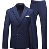 Vhersily Abito Da Uomo Slim Fit 2 Pezzi Doppio Petto Business Matrimonio Prom Smoking Abiti Tinta Unita Giacca Pantaloni, Per Eventi, In Velluto, Vestiti Cotone Moderni Comode, Completo da Cerimonia