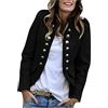 Maskjuwio - Cappotto da donna in tweed, elegante giacca da lavoro con bottoni decorativi, stile militare, con bottoni sul davanti, a maniche lunghe, slim fit, con colletto alla coreana, per il tempo