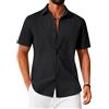 COOFANDY Camicia Uomo a Maniche Corte Cotone Camicia d'Estate a Bottone Camicie per Uomini Taglio Regolare Camicia da Spiaggia Uomo