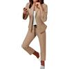 Vhersily Abito elegante da donna, Tailleur Pantaloni e Giacca da Cerimonia Completo Blazer a Maniche Lunghe Tuta Elastici in Vita Set, adatto per ufficio, lavoro, affari, ballo della scuola, feste