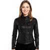 Infinity Leather Giacca da Motociclista Slim Fit in Vera Pelle Nera Classica da Donna
