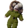 Generico Tuta Da Neve Neonata Pagliaccetto Neonato Invernale Giubbotto Con Cerniera Per Bambino Piumino Bambino Invernale Tutina Neonata Invernale Giubbotto Neonato Giacca Con Cappuccio (Green, 9-12 Months)