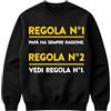fashwork Felpa papà Regola N°1: Ha Sempre Ragione - Felpa Divertente, Idea Regalo Festa del papà, Compleanno e Anniversario, Girocollo Uomo 100% Cotone, Nera