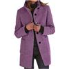 Generisch Cappotto corto trench da donna, con bottoni e colletto alto, in vera pelliccia, Viola chiaro, M