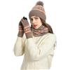 Hilmocho 3 Pezzi Donna Cappello Invernale Sciarpa Guanti Touch Screen Set Caldo Pile Foderati in Maglia Berretto Cappelli Sciarpe Guanti