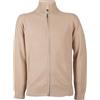 Coveri Cardigan full zip con collo alto in puro cotone chicco di riso e doppia tasca laterale, Beige M