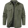 Voqeen Giacca Uomo Casual Camicia Maniche Lunghe Plaid Giubbotto Bottone a Pressione Giacca Occidentale Robusto Outdoor Flanella Foderato Leggera Giubbino