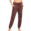 Wikoan Pantaloni Pigiama Invernali Donna Lana Peluche - Morbidi Caldi con Stampa Vita Alta e Tasche Pigiama Notte Femminile,Pigiama Notte Femminile,Bordeaux-Grigio Scuro,XL
