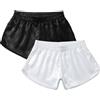 Amy Coulee Boxer da uomo in raso con spacco laterale, pantaloncini da pigiama leggeri e setosi, nero + bianco, L