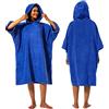 Winthome Accappatoio Poncho Assorbente Caldo, Poncho Surf Aiuto Cambio Spiaggia, con Tasca e Cappuccio, Accappatoio Spugna Uomo Donna per Nuoto, Surf, Spiagge, Doccia, Viaggio, Casa, Sauna (Blu, M)