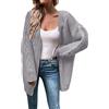 Generic Autunno E Inverno Modello Tinta Unita Maniche Lunghe Cardigan Giacca Donna Classico Morbido Manica Lunga Aperto Frontale Cardigan Maglione Alla Autunno Cardigan Cappotto Coprire Cardigan, Grigio,