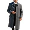 Celanisai - Felpa da uomo, lunga, slim fit, con colletto a taglio vivo, chiusura con bottoni, cappotto invernale, caldo, di lana, con taschino, per l'inverno, in tinta unita, per business, nero, O