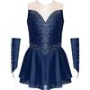 RUNQHUI Vestito Pattinaggio Artistico Ragazza Body Danza Strass con Polsini Vestito Concorso Spettacolo