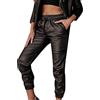 LOIJMK Pantaloni da donna per il tempo libero, in pelle PU, pantaloni in ecopelle, casual, tinta unita, in pelle, con tasche e coulisse regolabile, da donna, temperamento, streetwear, pantaloni da
