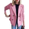 Suncadmious Giacca Casual da Donna Primaverile con Risvolto e Bottoni in Maglia con Maniche Patchwork Cravatta da Lavoro Blazer Casual in Tweed Doppiopetto (Rosa,XL)