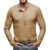 CTU Henley Shirts Maglietta da uomo a maniche lunghe, scollo a V, vintage, slim fit, con abbottonatura, M-3XL