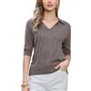 Allegra K Donna Primavera Estate Maglia Scollo a V Maniche Corte Polo