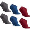 DANISH ENDURANCE Fantasmini Uomo in Bamboo, Calzini Corti in Fibra di Bambù, Morbidi e Traspiranti, Calzini Estivi alla Caviglia, 6 Paia, Multicolore (2x Blu, 2x Grigio, 2x Rosso Scuro), 39-42