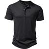 MakingDa Camicia da uomo casual a maniche lunghe/corte, vestibilità muscolosa, camicia Henley elegante 4 bottoni slim aderente t-shirt top
