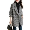 Generico Trench Da Donna con Revers A Lancia, Giacche In Misto Lana, Cappotto Pied De Poule, Blazer Monopetto, Cappotto Lungo con Tasche, Abbigliamento Casual per Autunno Inverno, Nero S