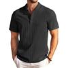 COOFANDY Camicia Henley Uomo Estiva Camicia Casual Maniche Corte con Collo Alto Tessuto Strutturato per Spiaggia e Tempo Libero
