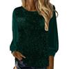 Generisch 2025 Camicetta Donna Girocollo, Manica Lunga Paillettes Sciolti, Camicetta Donna Elegante Camicia Con Cravatta, verde, XXL
