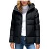 HAOLEI Piumino Leggero Donna Ripiegabile Giacca con Cappuccio Antivento Giubbotto Corto Slim Fit Capispalla da Montagna Caldo Invernale Donna Piumino 100 Grammi Imbottito con Tasche e Coulisse