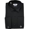 Xact Camicia da Smoking Formale da Uomo con Doppio Polsino e Gemelli, vestibilità Regolare (Nero - Ad Alette - Bottoni Neri) 44