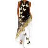 Xmiral Abito Lungo da Donna Vintage Bohe Wave Point Print Abito Manica Lunga con Scollo a O
