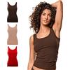 FOCENZA Set 3 Pezzi Canotta Donna Spalla Larga in Morbida Microfibra, Intimo Senza Cuciture in Vari Colori, Made in Italy (Rosso-Cioccolato-Nudo, L-XL)