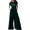 Generico Completo da Donna Elegante Cerimonia Due Pezzi Completo di Pantaloni Con Tasche Sexy Vestito Casual Completi Maniche Corte Formale Tute Baggy Taglie Forti Playsuit Curvy Cocktail