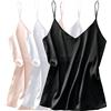 Ekouaer 3 Pezzi Canotta da Donna in Raso Top Estivo Senza Maniche Base Tank Top Casual Scollo a V Tank Shirt Elegante S-XXL