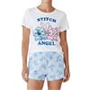 Disney Stitch Pigiama da Donna, T-Shirt e Pantaloncini in Cotone, Set da 2 Pezzi, Regalo per Donne, Ragazze e Adolescenti (IT, Testo, XL, Regular, Regular, Blu)