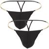 Faringoto Intimo G-String da uomo con catena in metallo, in seta di ghiaccio, con design traforato, a vita bassa, per tutte le stagioni, 2 nero, XX-Large