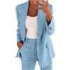 Fulidngzg Tailleur Donna Eleganti Invernali Giacca con Revers e Bottoni Pantaloni per Ufficio Lavoro Occasioni Formali e Eventi Business Completo Slim Fit Comfort Casual Curvy per Laurea,Azzurro,M