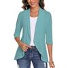 GLEENOD Cardigan Donna Maniche 3/4 Aperto Davanti Maglia Leggera