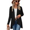 Placitiume Cardigan da donna a maniche lunghe drappeggiato orlo irregolare leggero collo a scialle maglioni in maglia casual tinta unita giacca sottile, Nero , XL